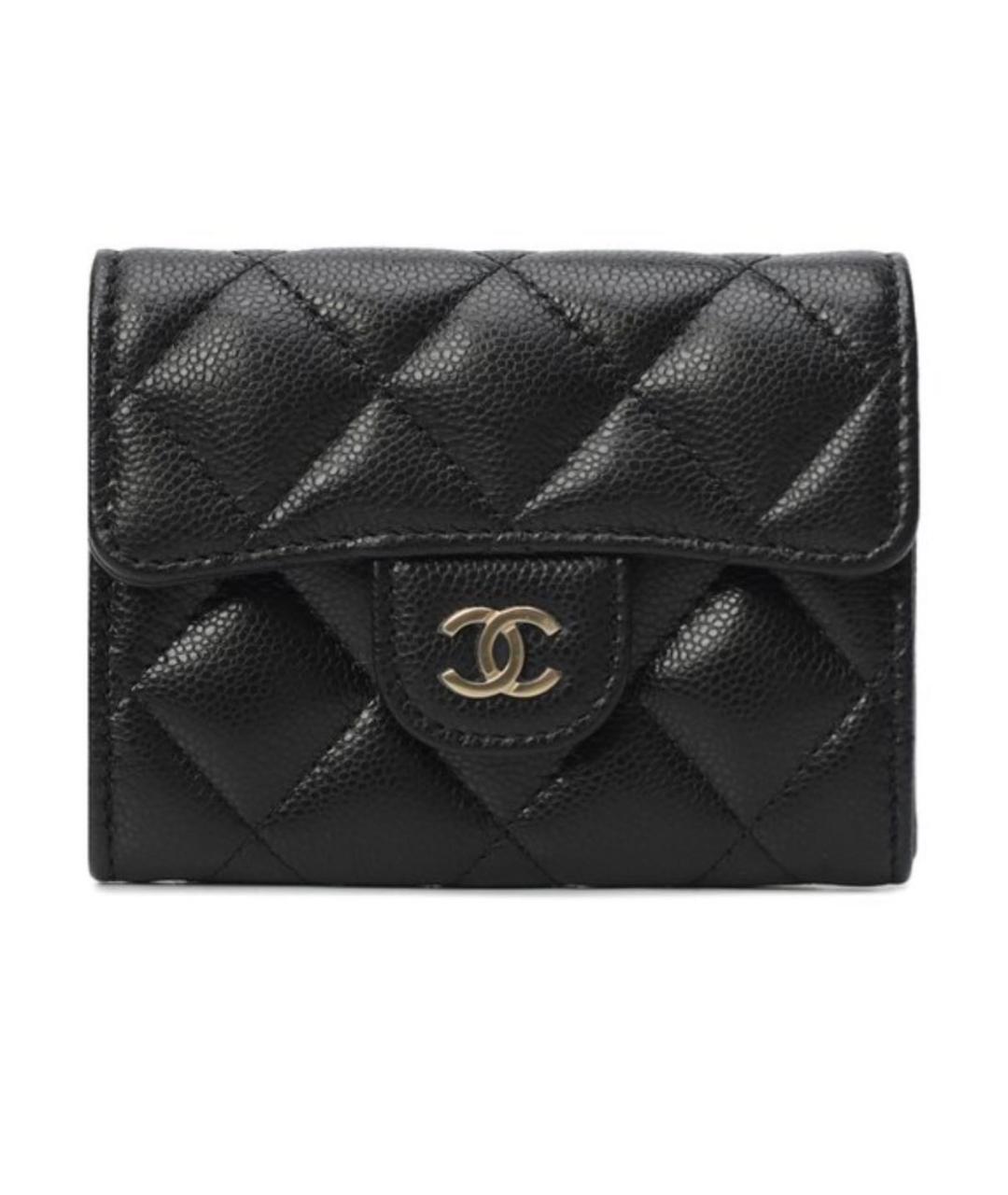 CHANEL Черный кожаный кошелек, фото 4