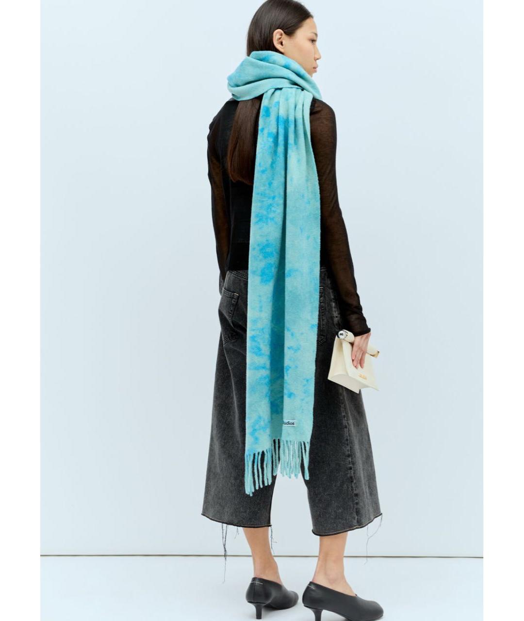 ACNE STUDIOS Голубой шерстяной шарф, фото 2