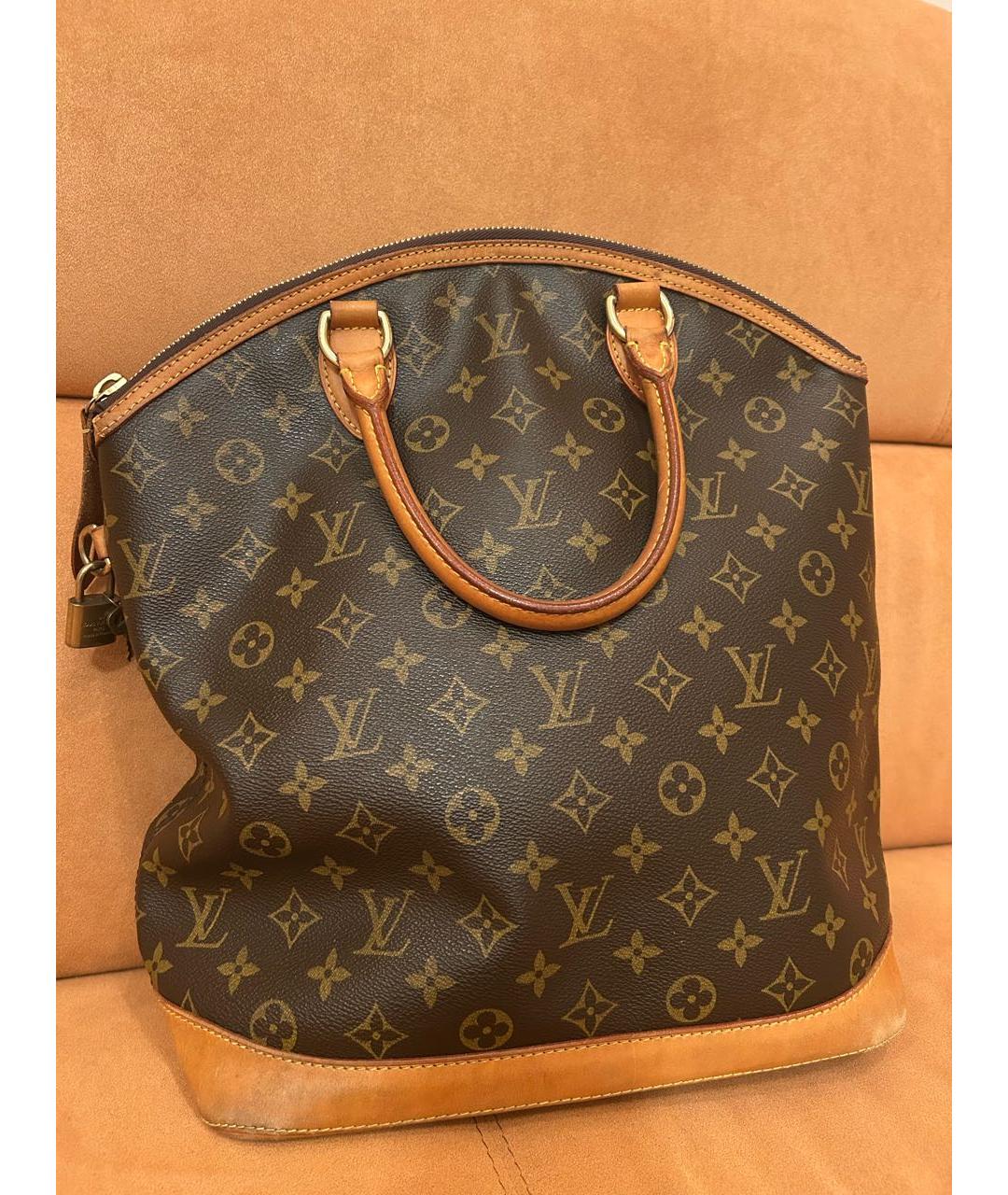 LOUIS VUITTON Коричневая кожаная сумка тоут, фото 9