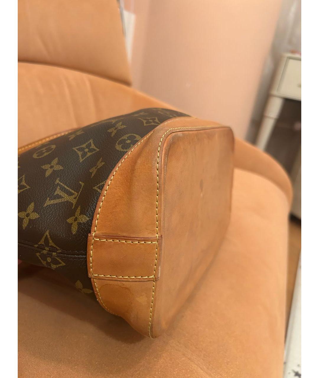 LOUIS VUITTON Коричневая кожаная сумка тоут, фото 7