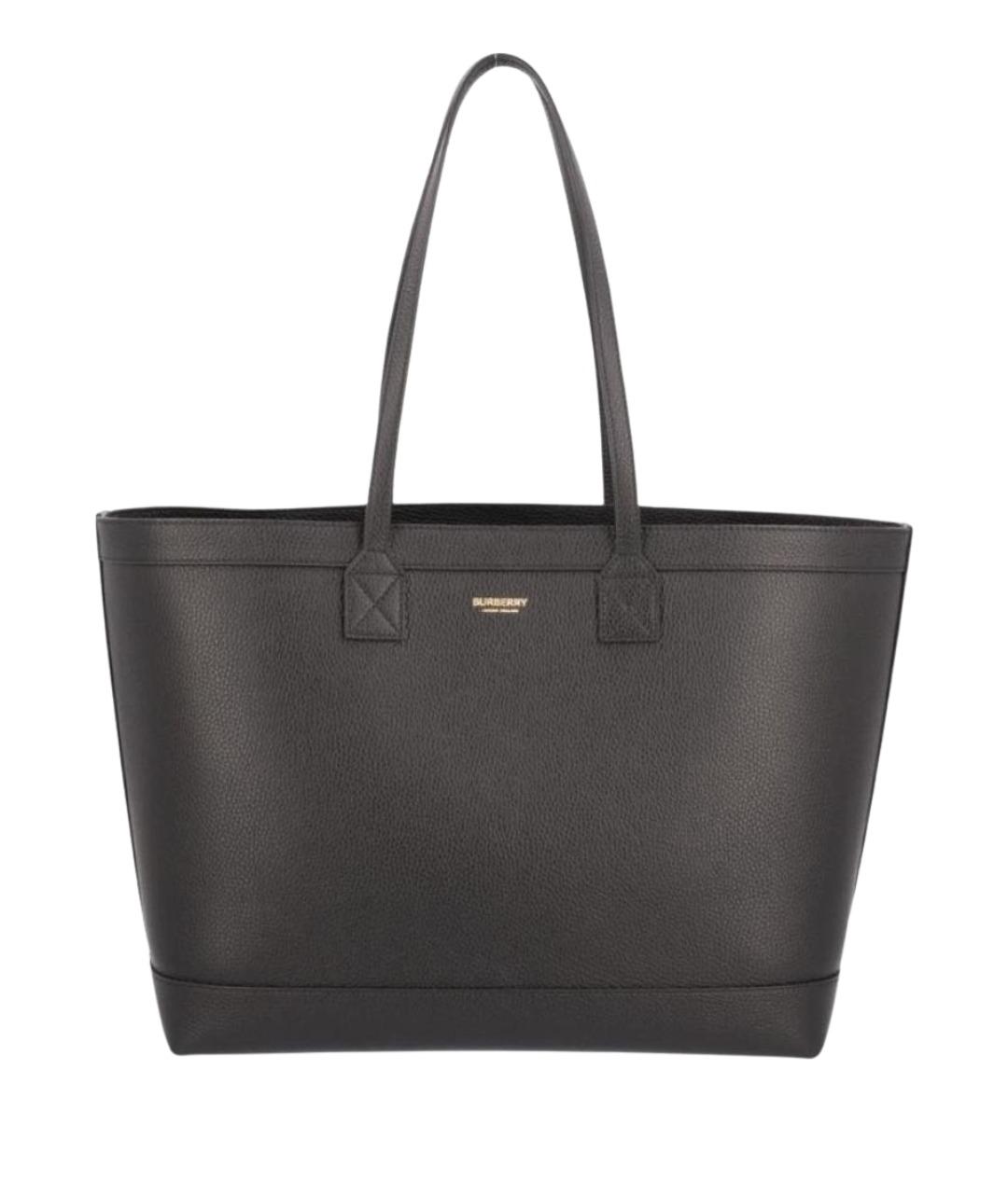 BURBERRY Черная кожаная сумка тоут, фото 1