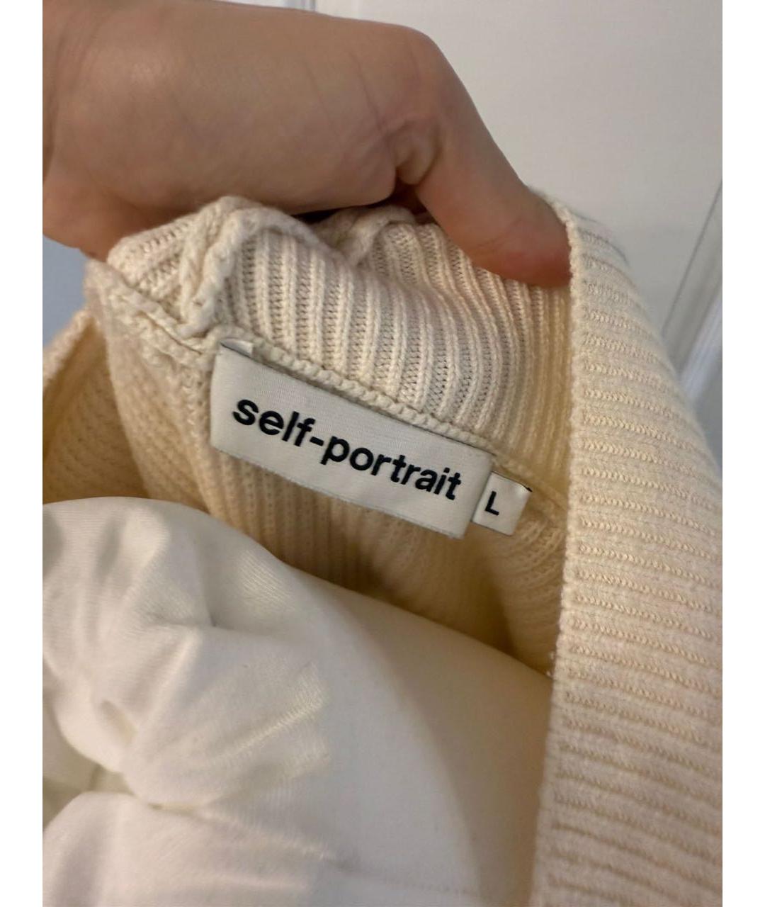 SELF-PORTRAIT Белый шерстяной джемпер / свитер, фото 3