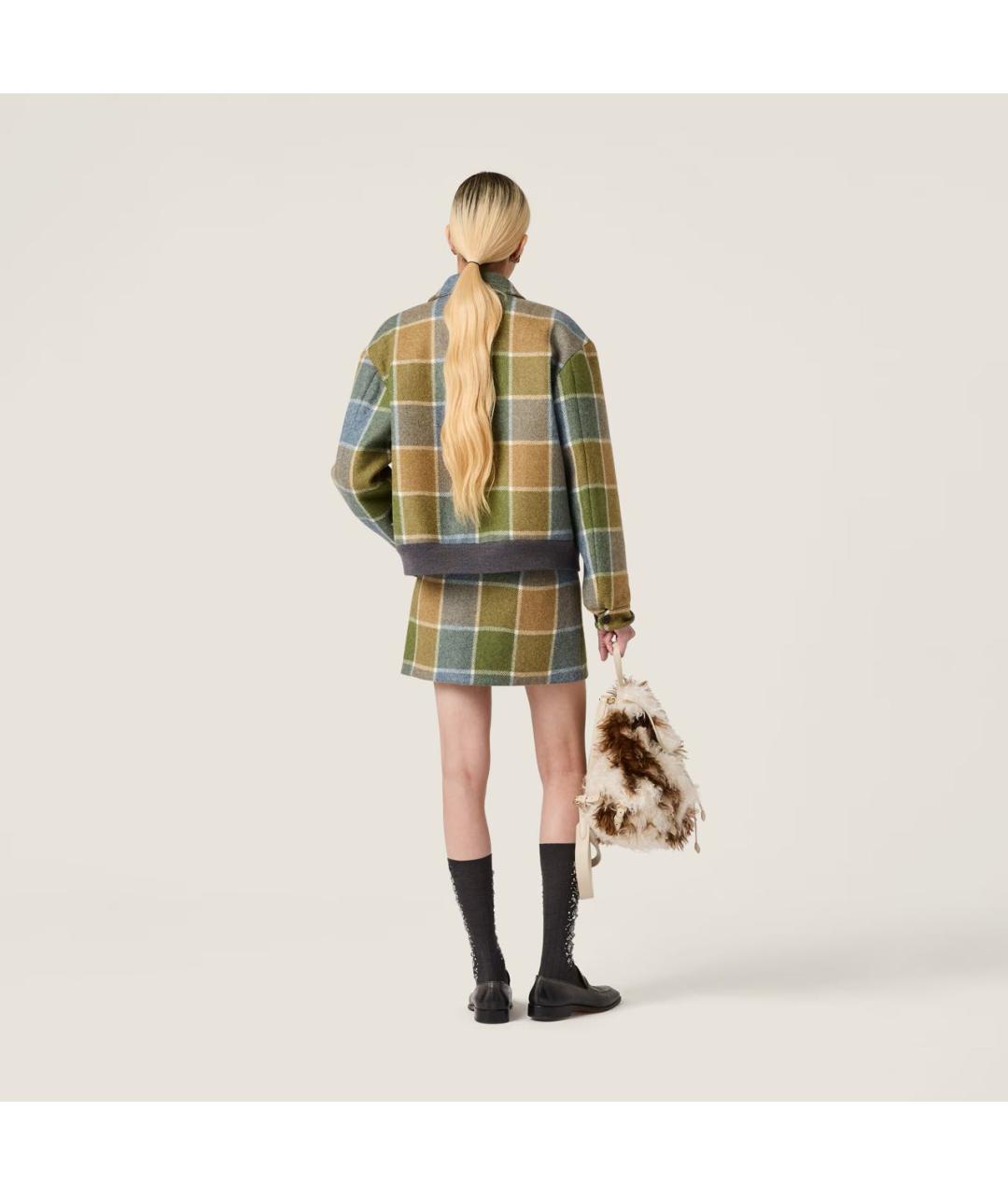 MIU MIU Горчичная шерстяная юбка мини, фото 3
