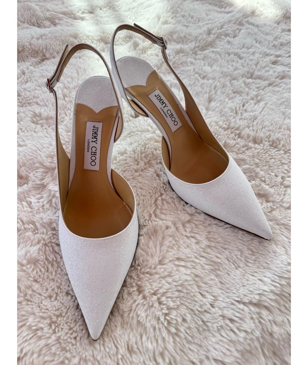 JIMMY CHOO Белые свадебные туфли на высоком каблуке, фото 2