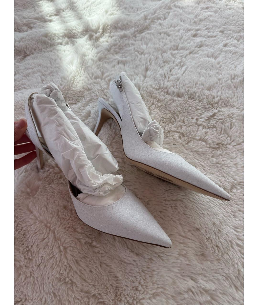 JIMMY CHOO Белые свадебные туфли на высоком каблуке, фото 3