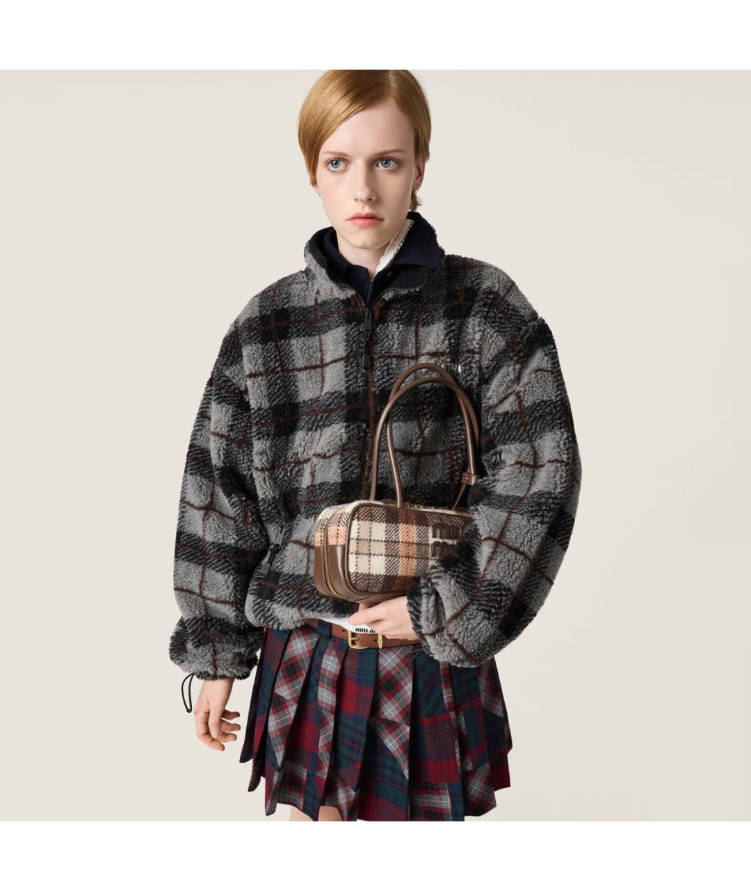 MIU MIU Коричневая шерстяная сумка с короткими ручками, фото 2