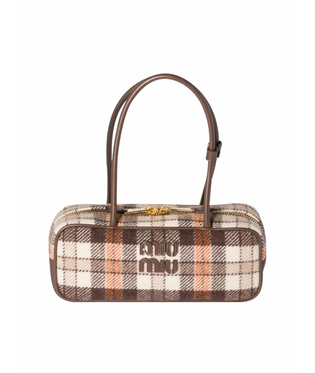 MIU MIU Коричневая шерстяная сумка с короткими ручками, фото 1