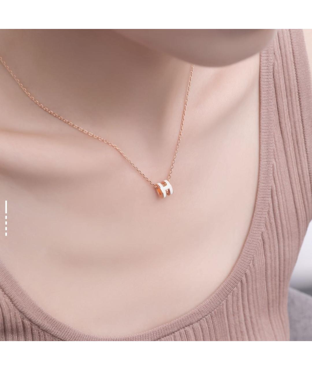 HERMES Белая металлическая подвеска, фото 4