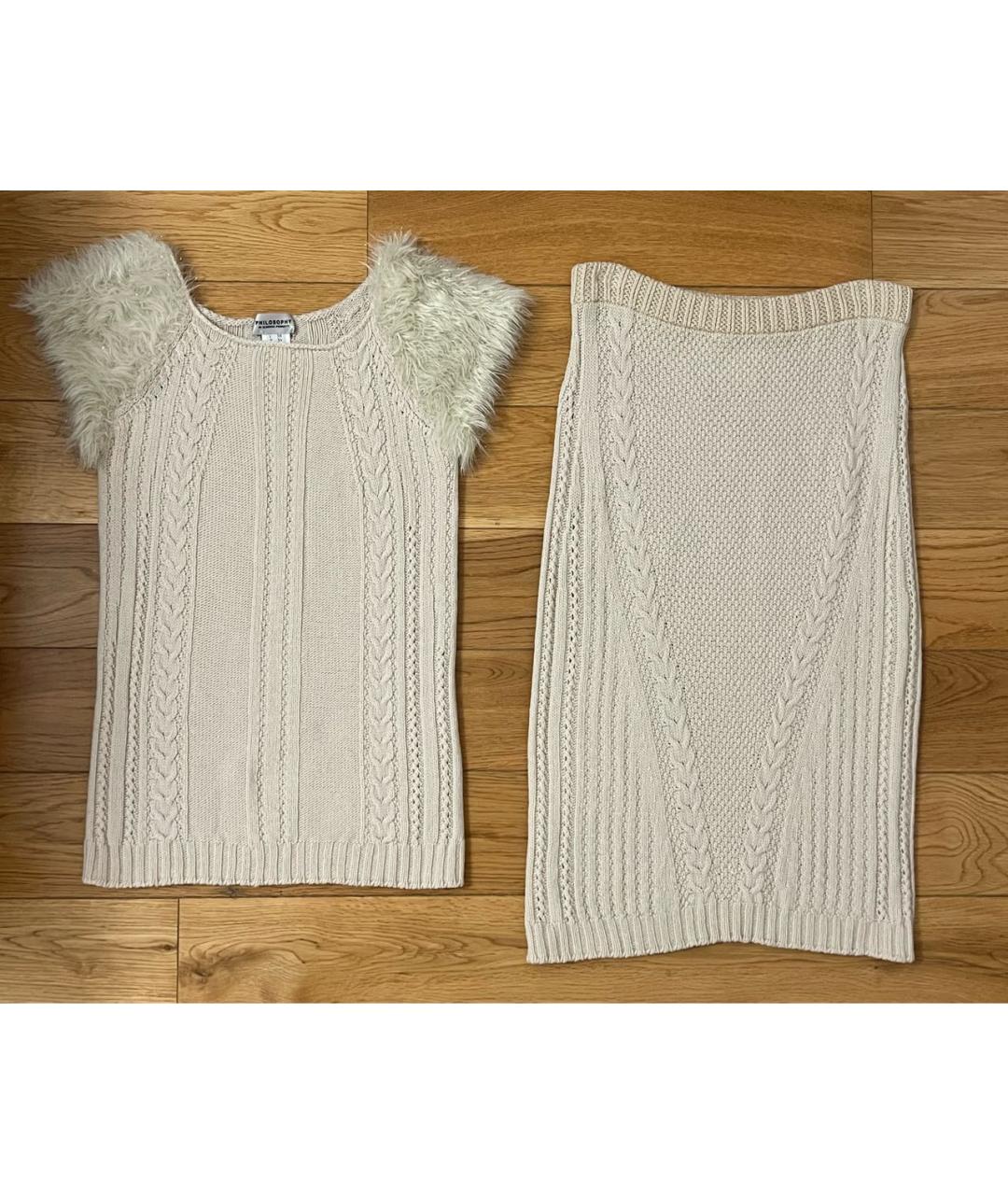 ALBERTA FERRETTI Бежевый шерстяной костюм с юбками, фото 2