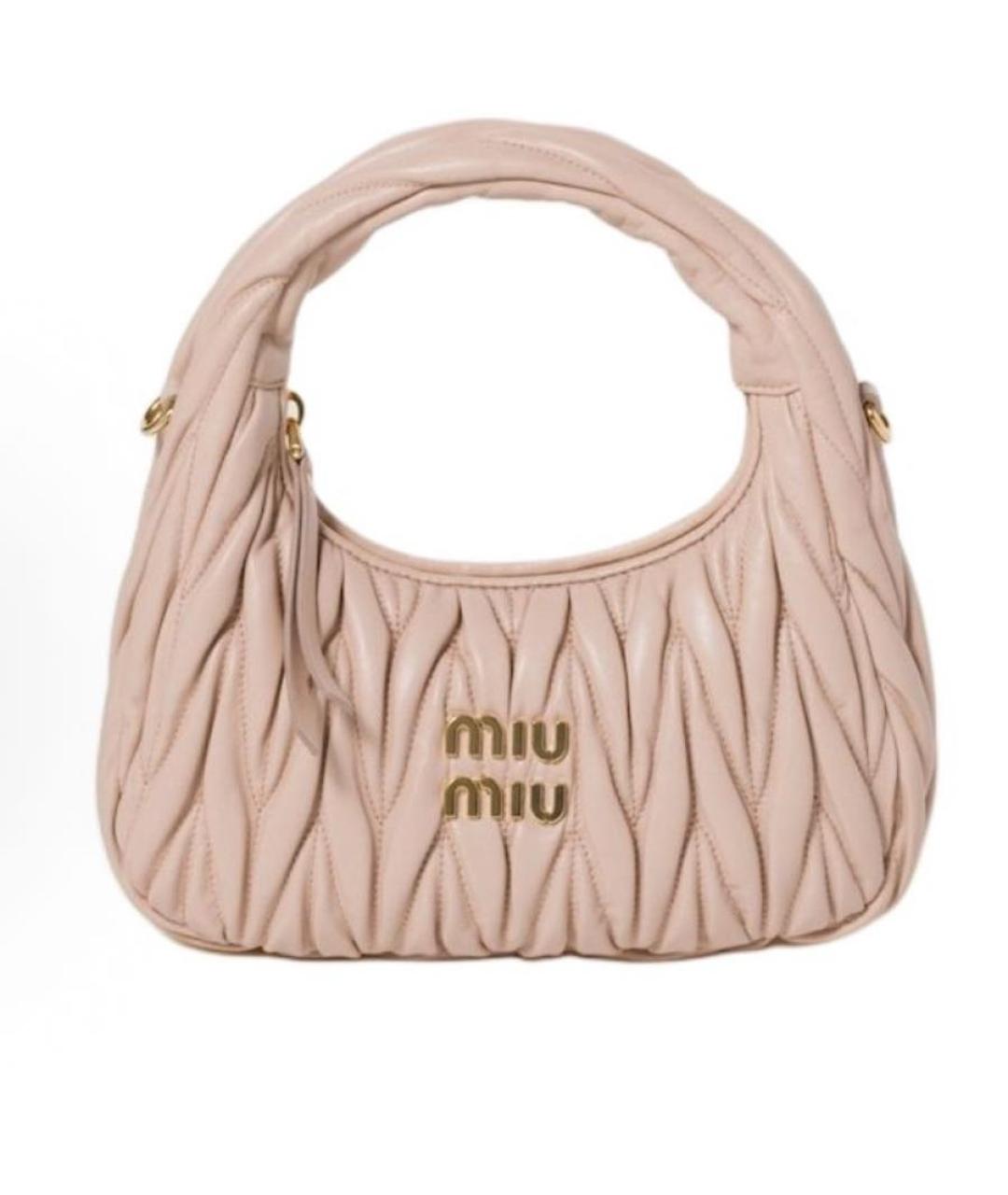 MIU MIU Розовая кожаная сумка с короткими ручками, фото 1
