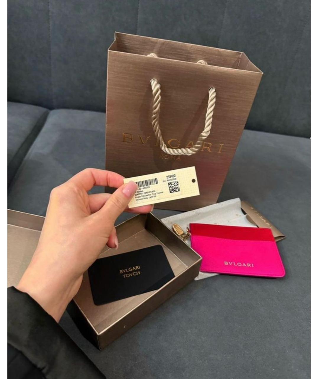 BVLGARI Розовый кожаный кардхолдер, фото 4