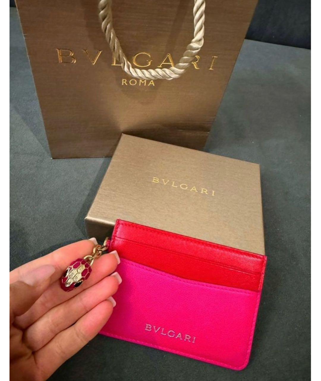 BVLGARI Розовый кожаный кардхолдер, фото 2