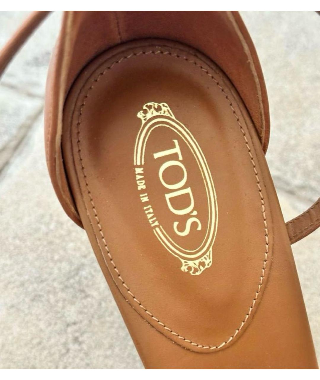 TOD'S Коричневые кожаные босоножки, фото 7