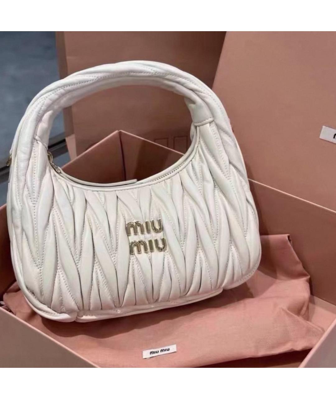 MIU MIU Белая кожаная сумка с короткими ручками, фото 2
