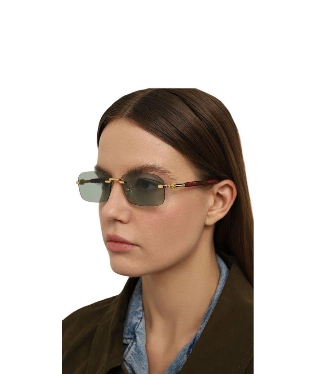 GUCCI Зеленые металлические солнцезащитные очки, фото 6