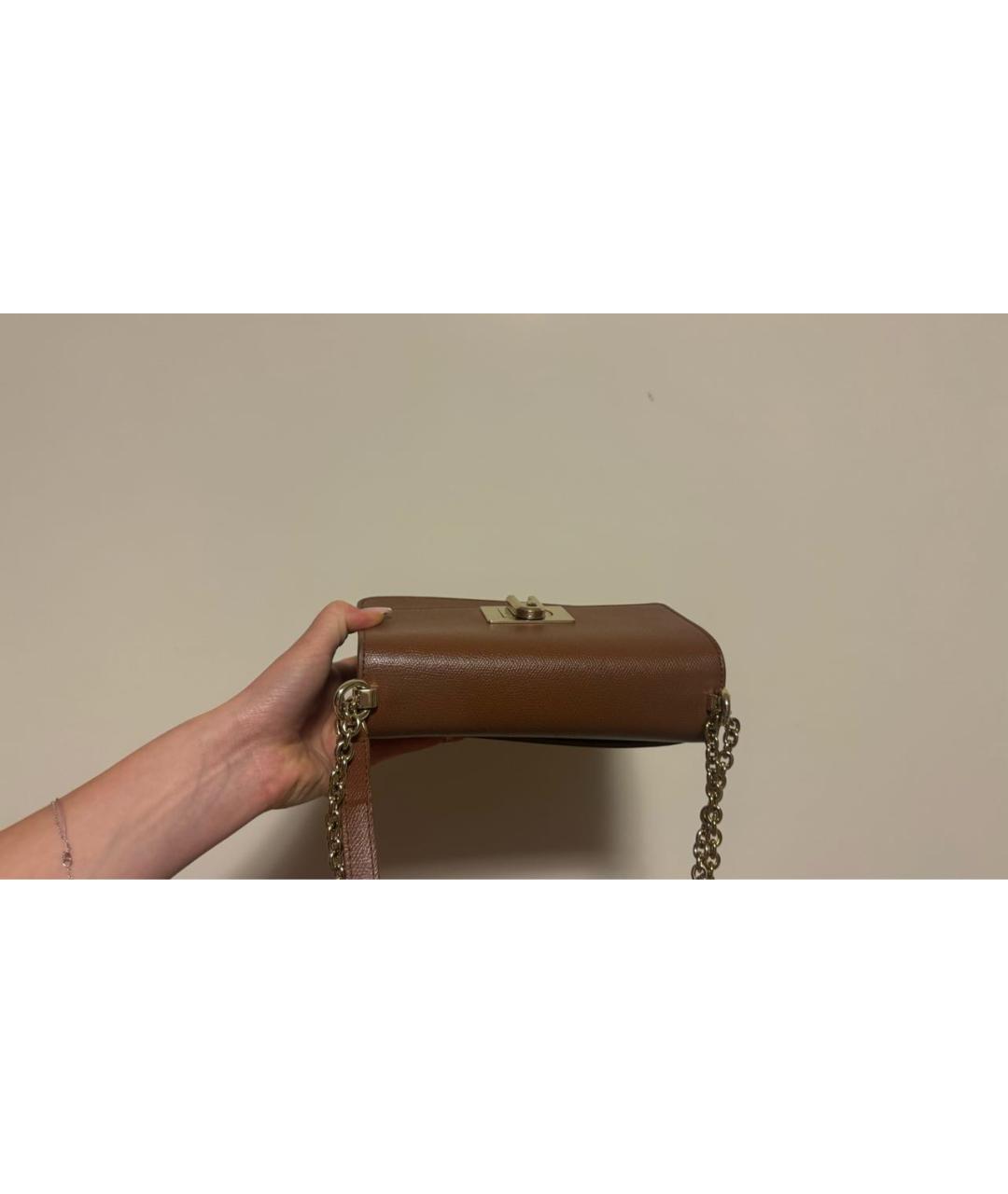 FURLA Коричневая кожаная сумка через плечо, фото 5