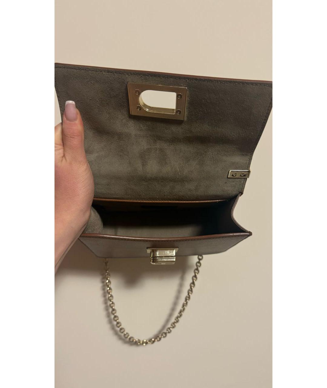 FURLA Коричневая кожаная сумка через плечо, фото 4