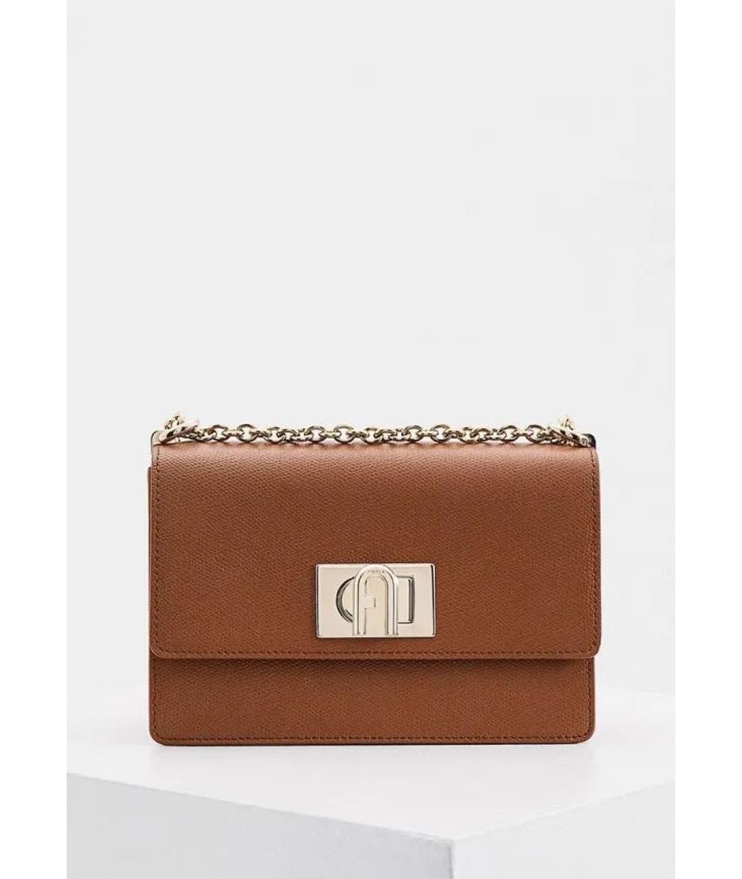 FURLA Коричневая кожаная сумка через плечо, фото 9