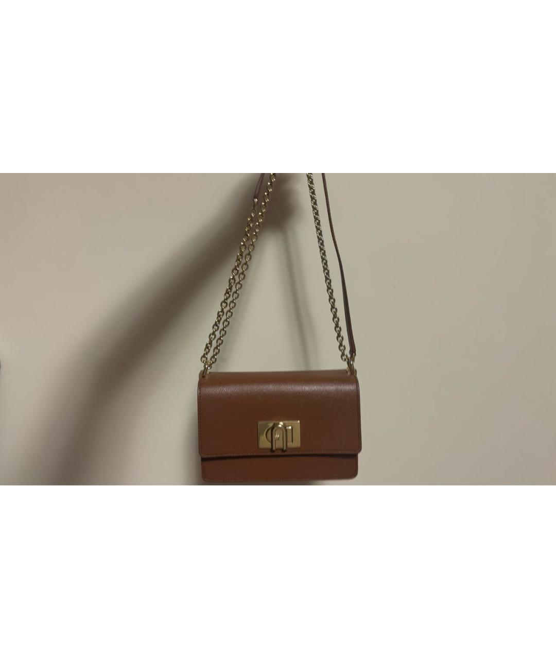 FURLA Коричневая кожаная сумка через плечо, фото 2