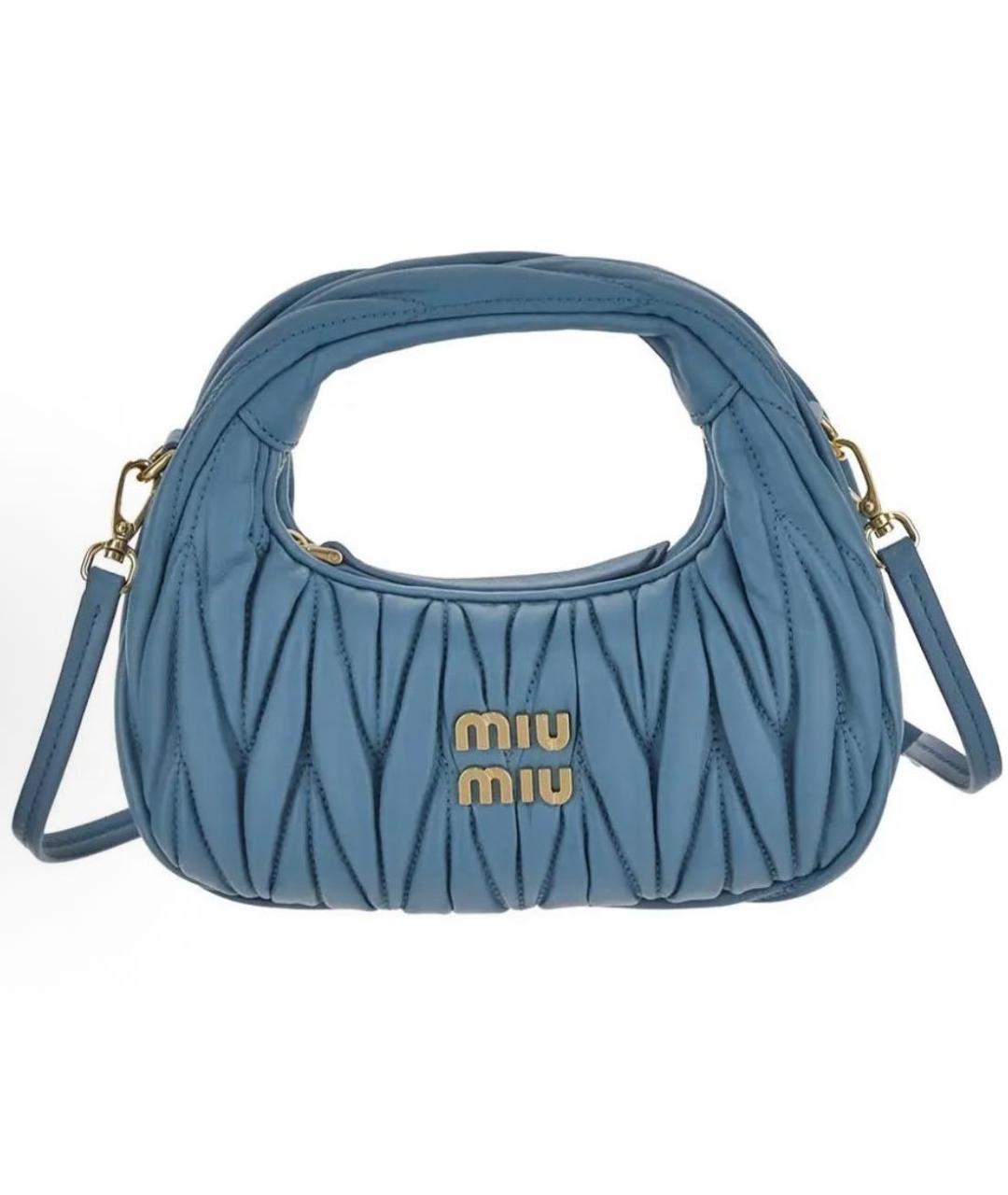 MIU MIU Синяя кожаная сумка с короткими ручками, фото 5