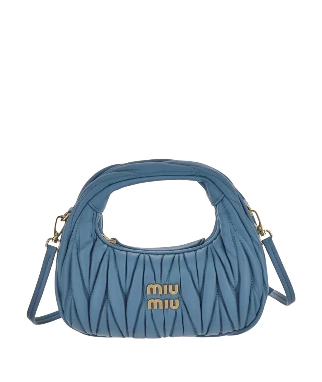 MIU MIU Синяя кожаная сумка с короткими ручками, фото 1
