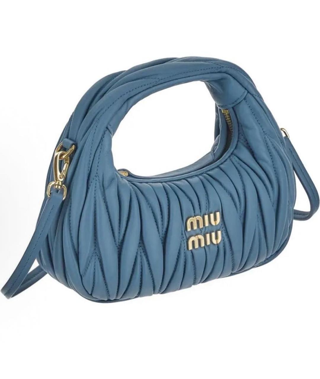 MIU MIU Синяя кожаная сумка с короткими ручками, фото 2