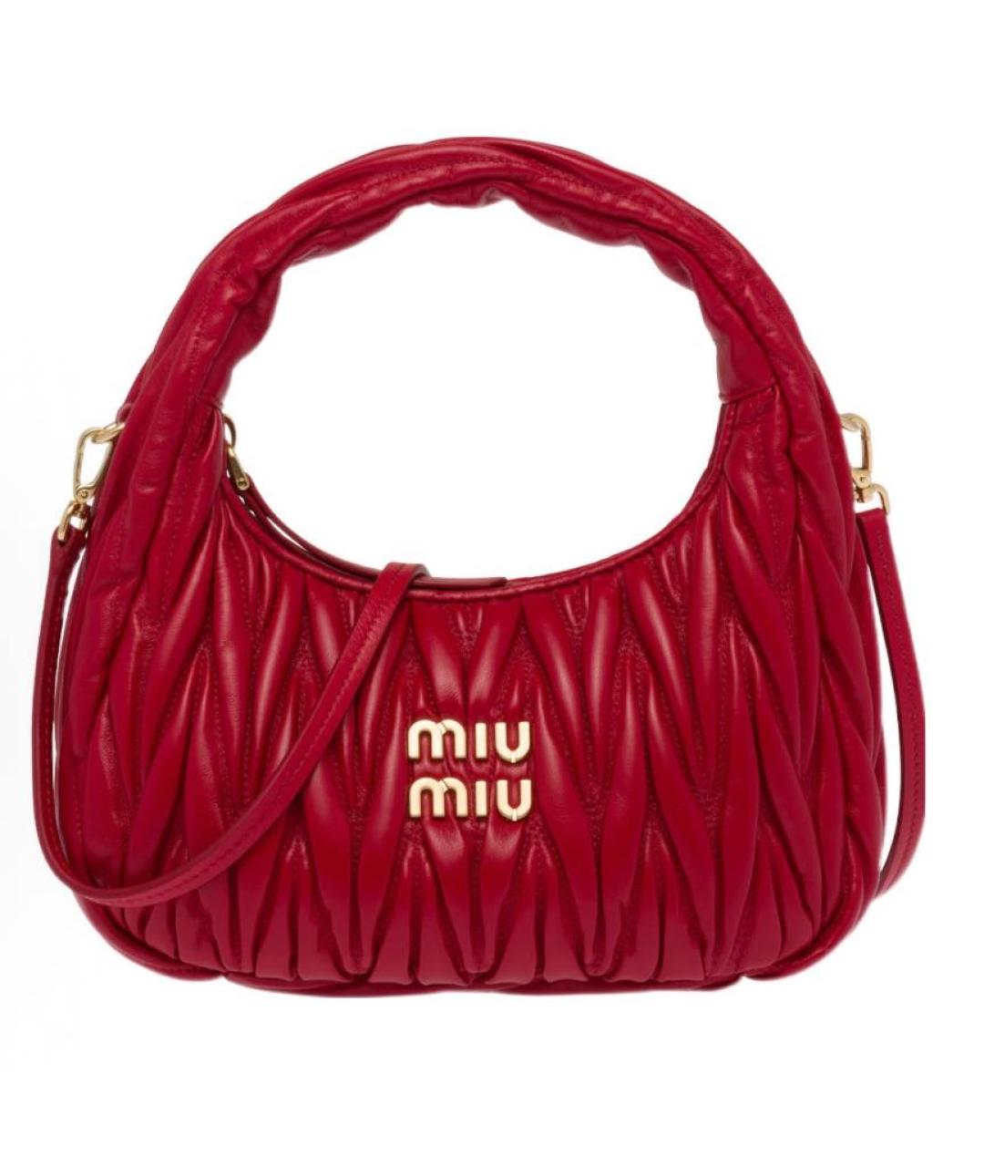 MIU MIU Бордовая кожаная сумка с короткими ручками, фото 5