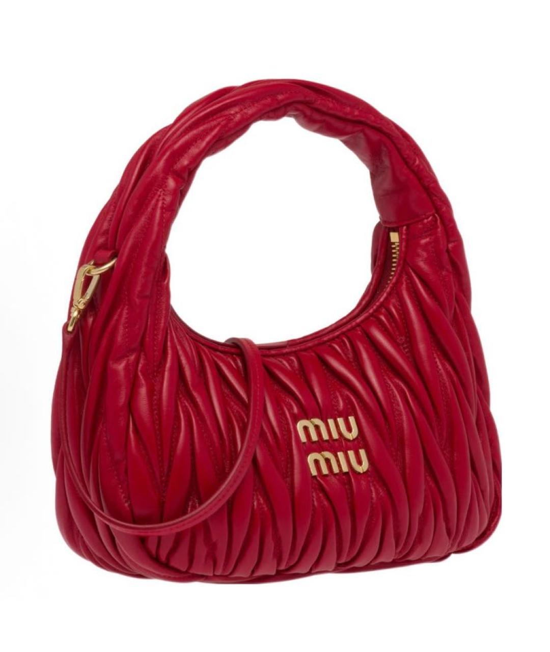MIU MIU Бордовая кожаная сумка с короткими ручками, фото 2