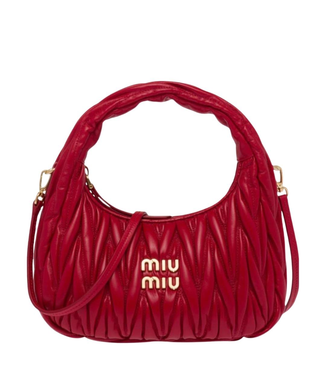 MIU MIU Бордовая кожаная сумка с короткими ручками, фото 1
