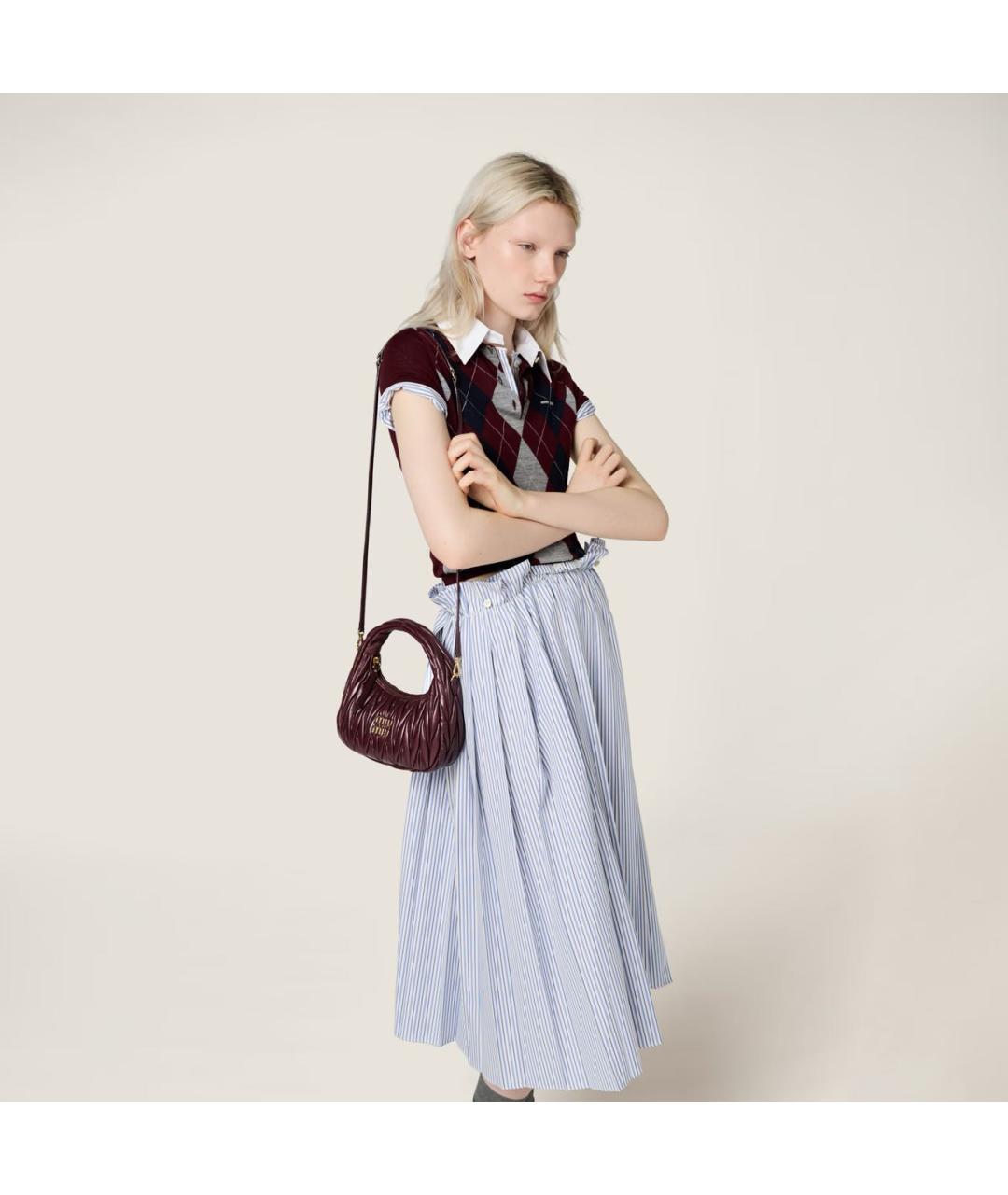 MIU MIU Бордовая кожаная сумка через плечо, фото 5