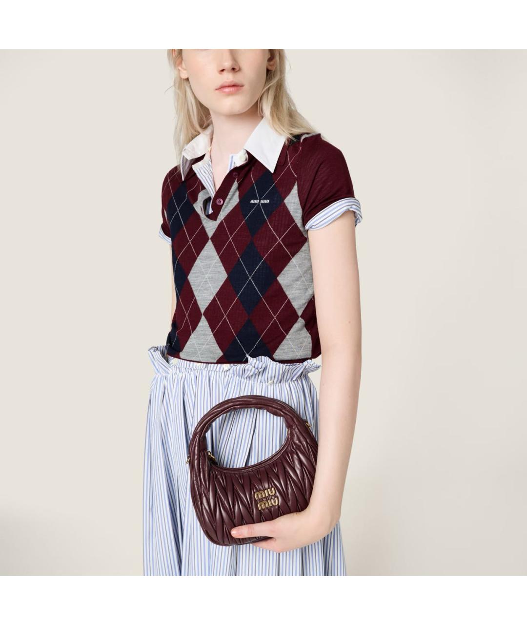 MIU MIU Бордовая кожаная сумка через плечо, фото 2