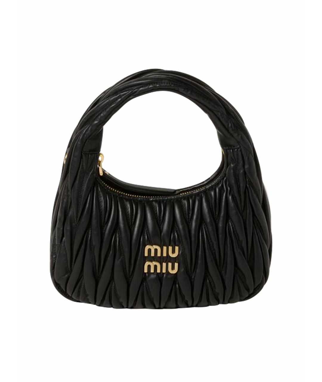 MIU MIU Черная кожаная сумка через плечо, фото 1