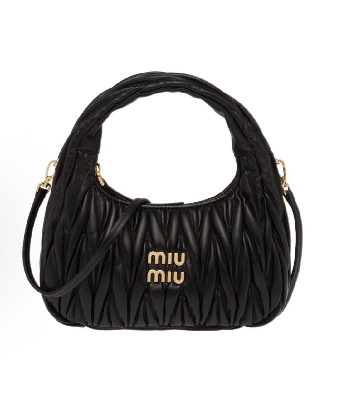MIU MIU Черная кожаная сумка с короткими ручками, фото 5