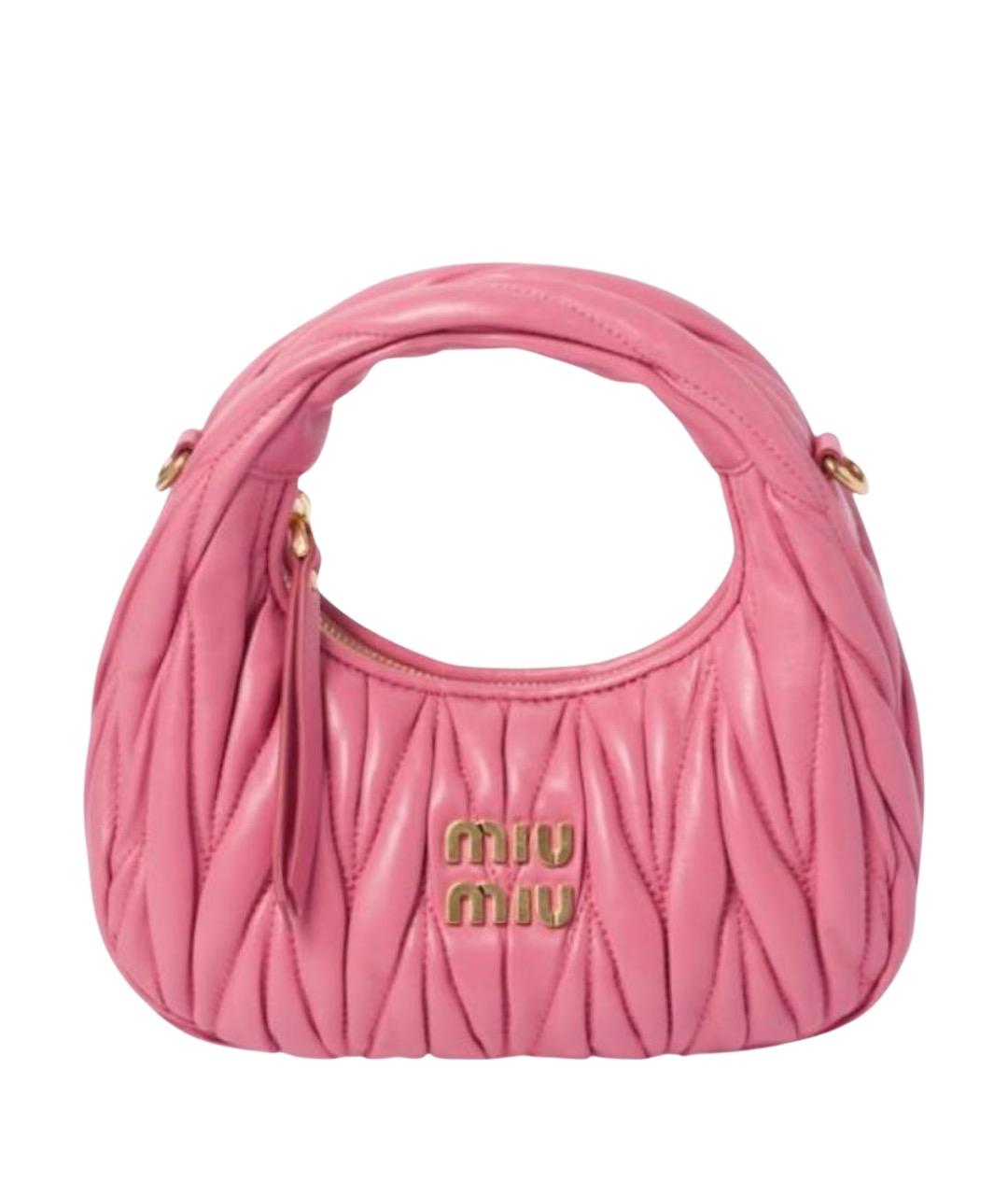 MIU MIU Розовая кожаная сумка с короткими ручками, фото 1