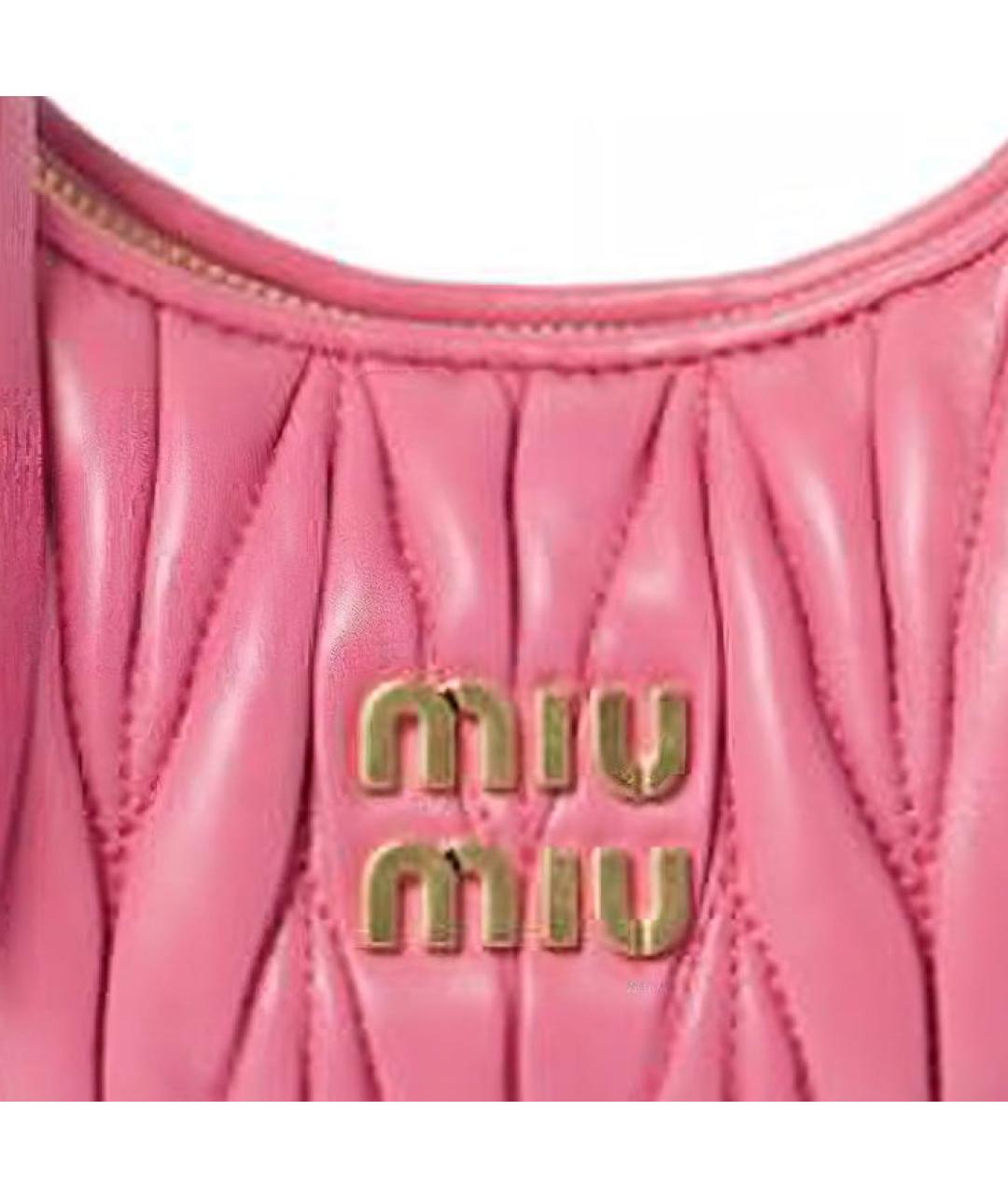 MIU MIU Розовая кожаная сумка с короткими ручками, фото 5