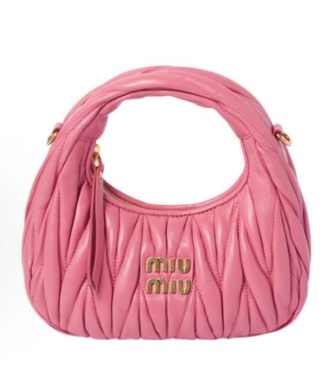 MIU MIU Розовая кожаная сумка с короткими ручками, фото 6