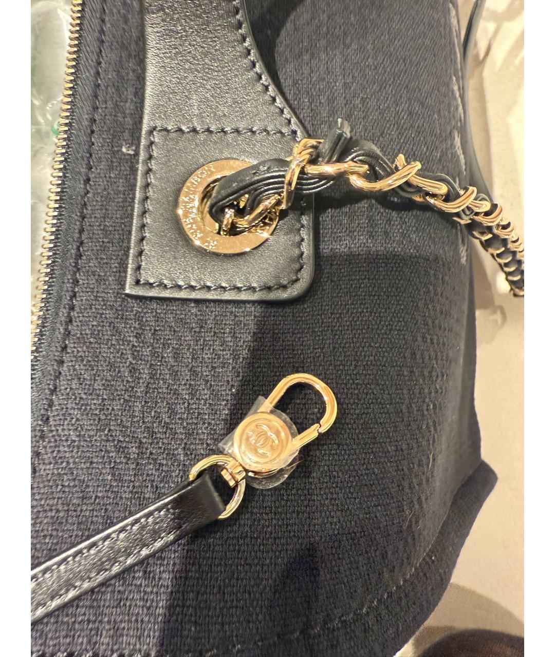 CHANEL Черная тканевая сумка тоут, фото 6