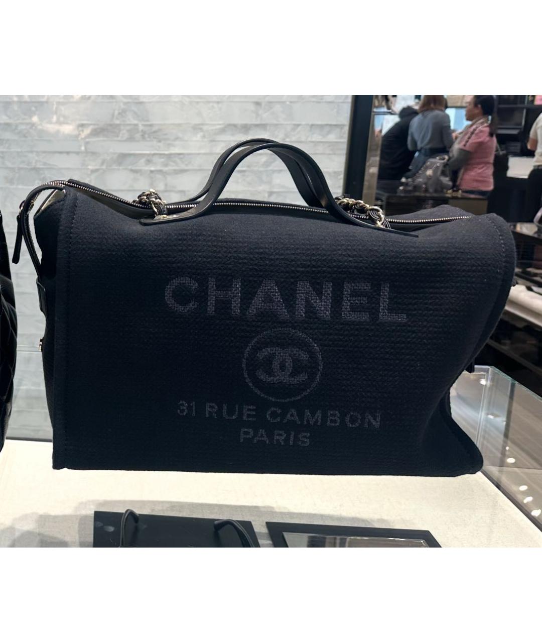 CHANEL Черная тканевая сумка тоут, фото 8