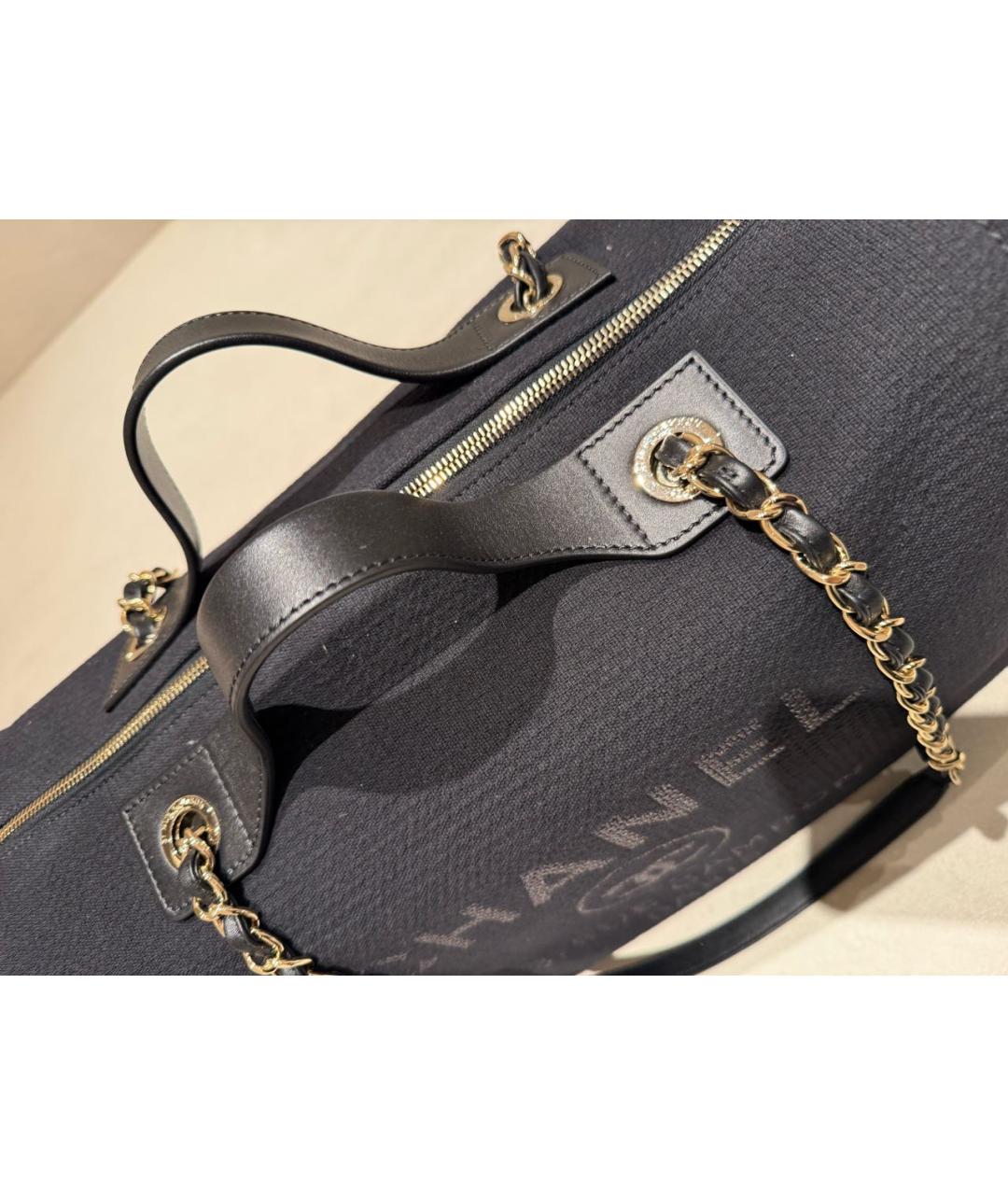 CHANEL Черная тканевая сумка тоут, фото 2