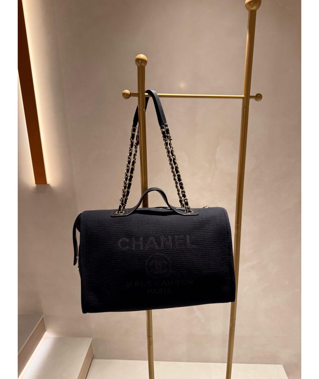 CHANEL Черная тканевая сумка тоут, фото 7
