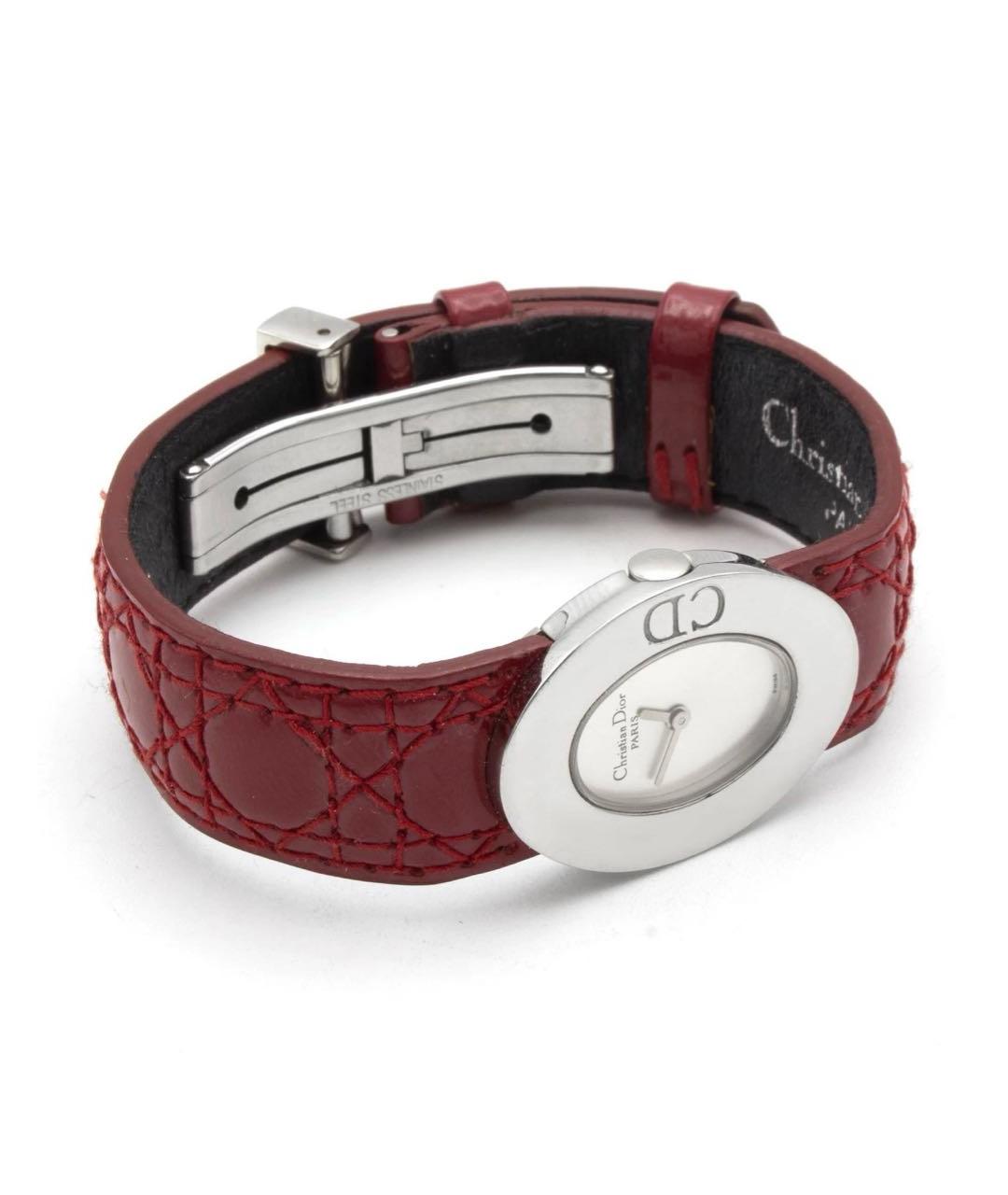 CHRISTIAN DIOR Бордовые кожаные часы, фото 3