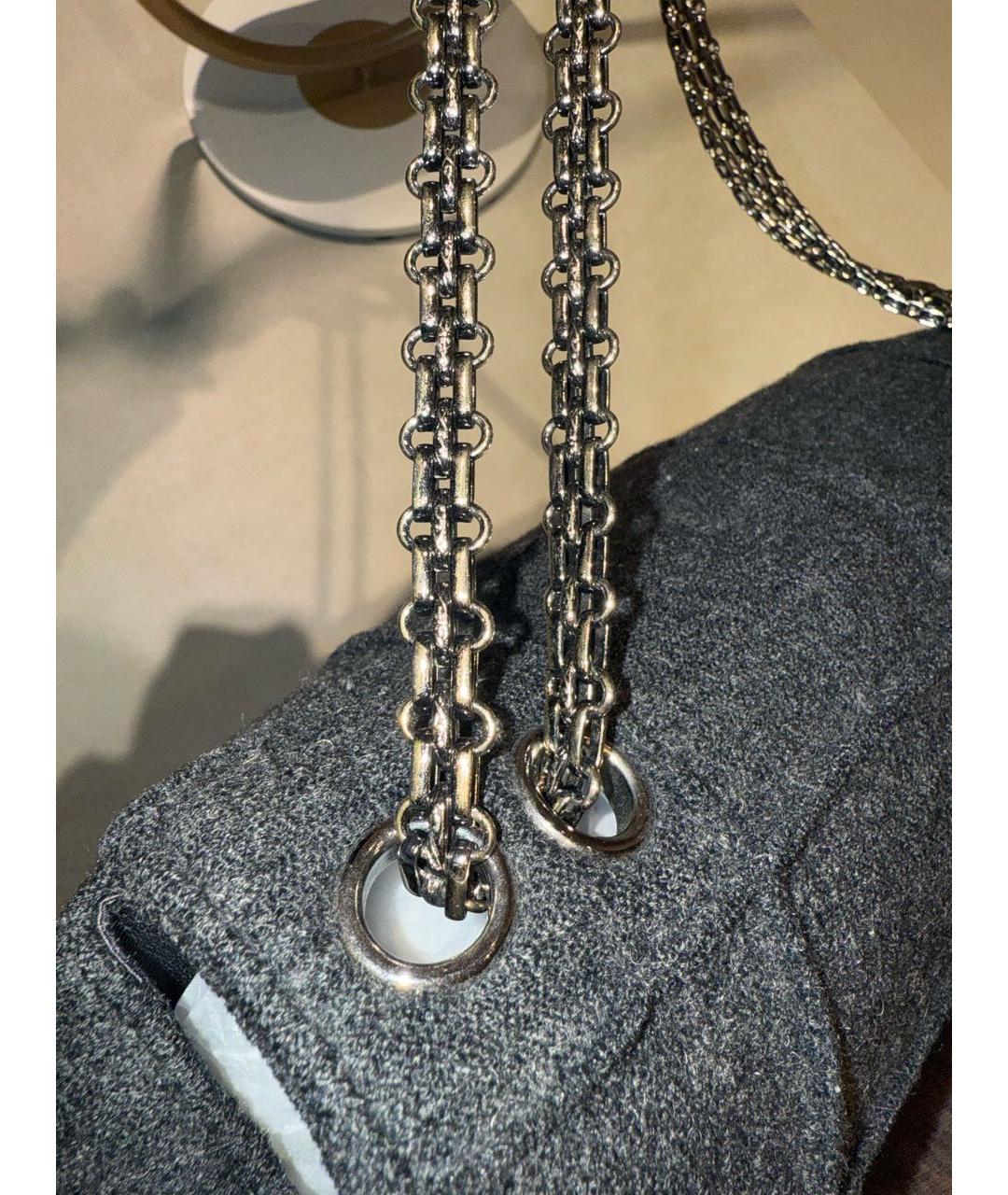 CHANEL Антрацитовая шерстяная сумка тоут, фото 4