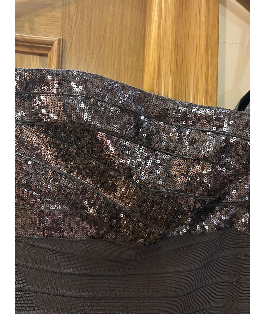 HERVE LEGER Серое синтетическое коктейльное платье, фото 3