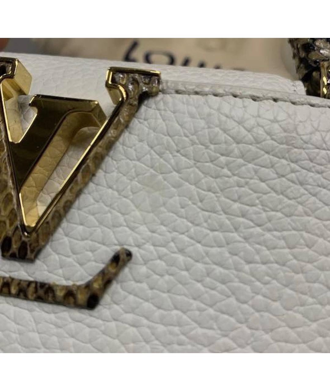 LOUIS VUITTON Белая кожаная сумка с короткими ручками, фото 8