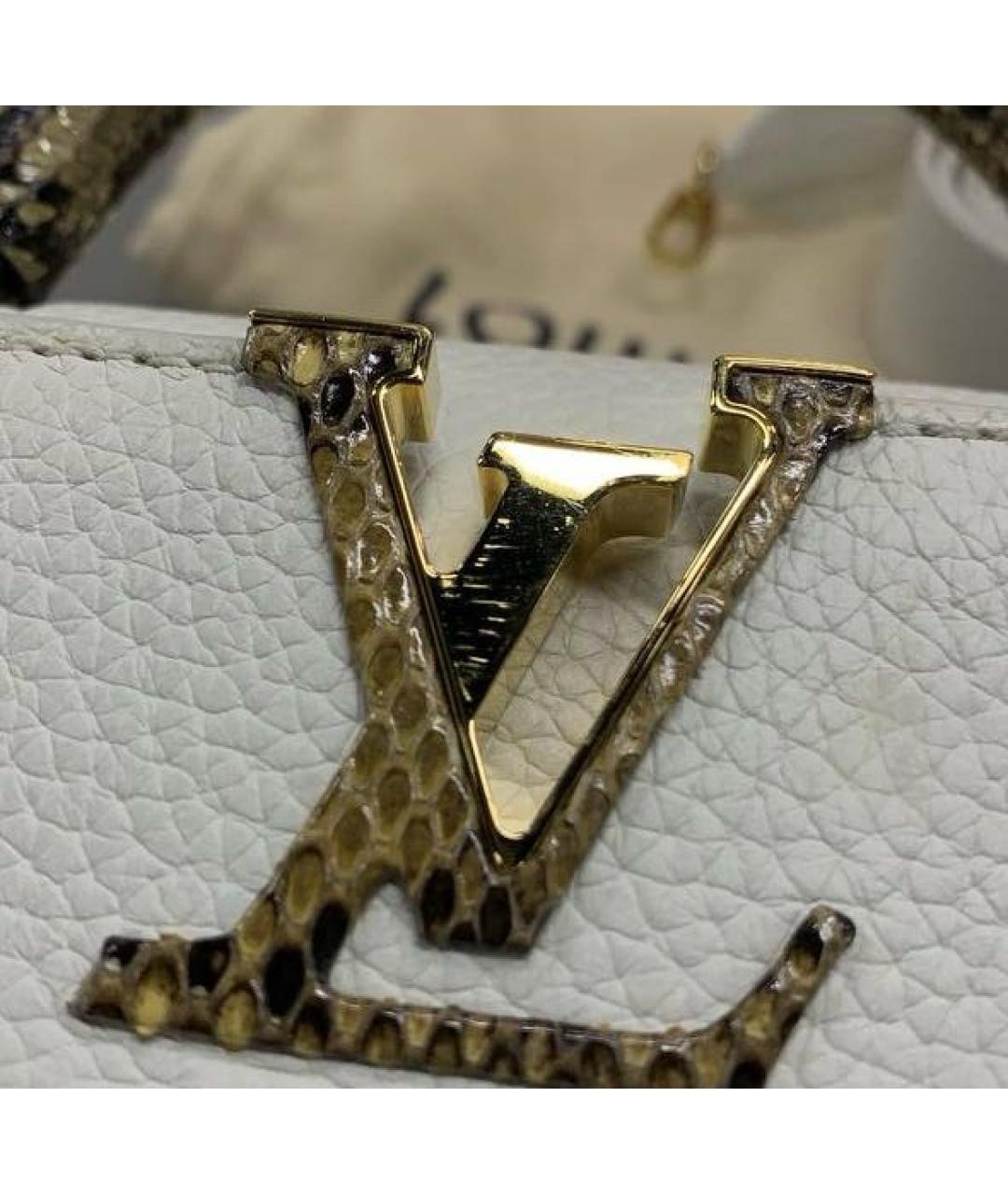LOUIS VUITTON Белая кожаная сумка с короткими ручками, фото 6