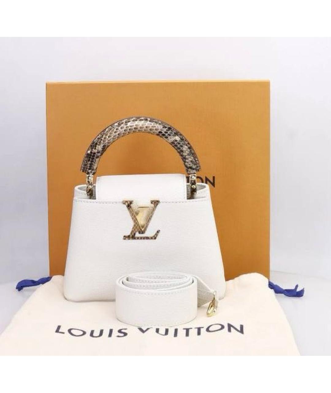 LOUIS VUITTON Белая кожаная сумка с короткими ручками, фото 4