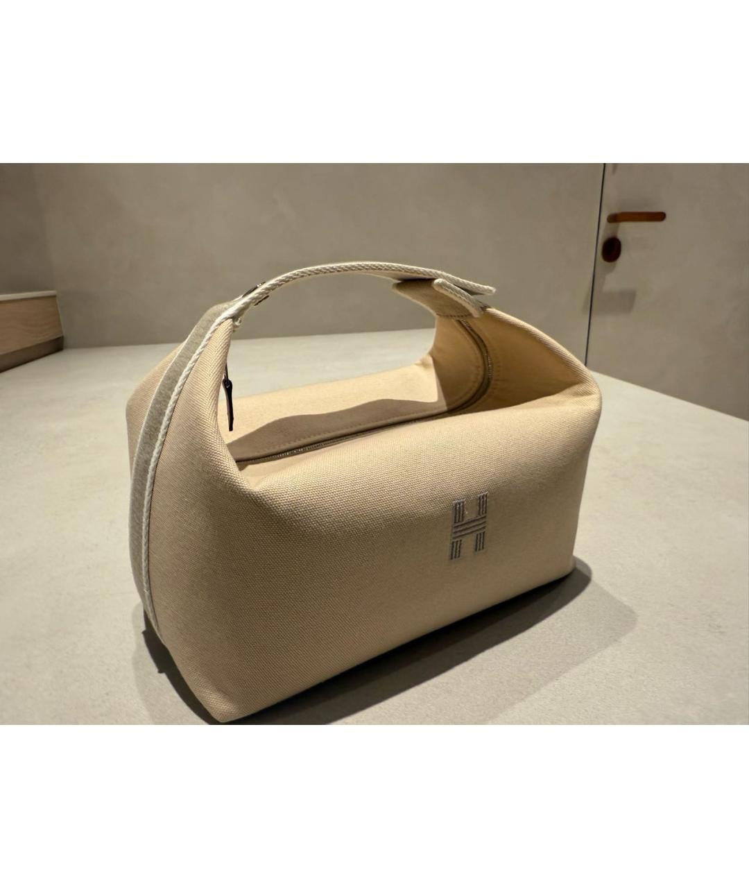 HERMES Бежевая хлопковая косметичка, фото 2