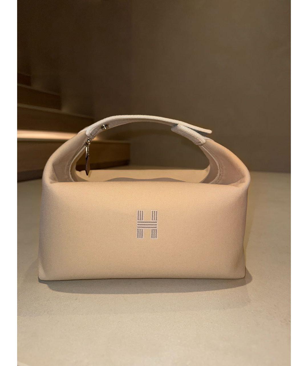 HERMES Бежевая хлопковая косметичка, фото 9