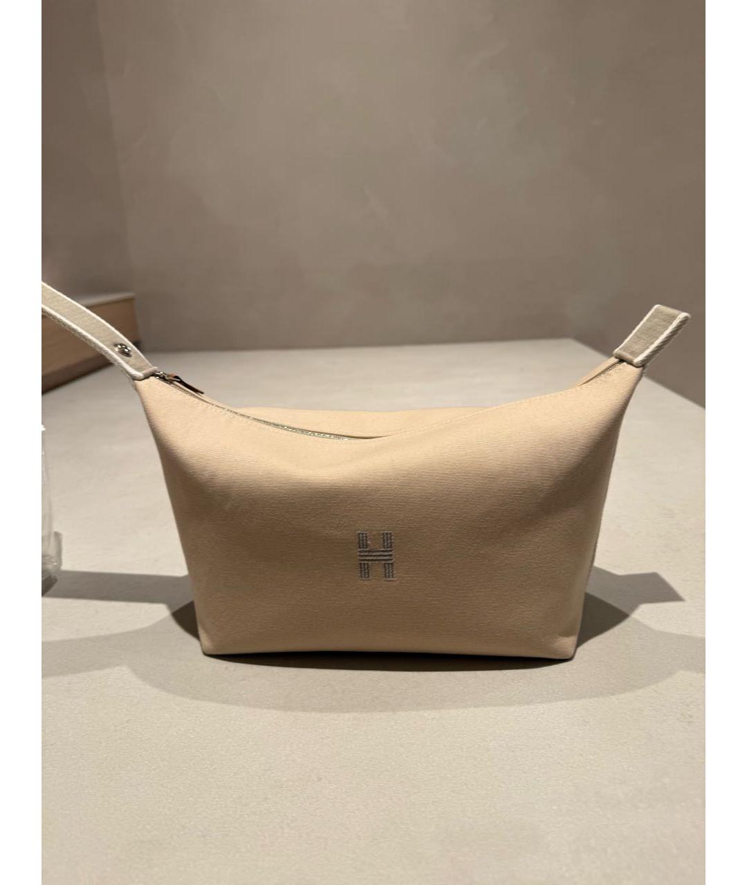 HERMES Бежевая хлопковая косметичка, фото 6