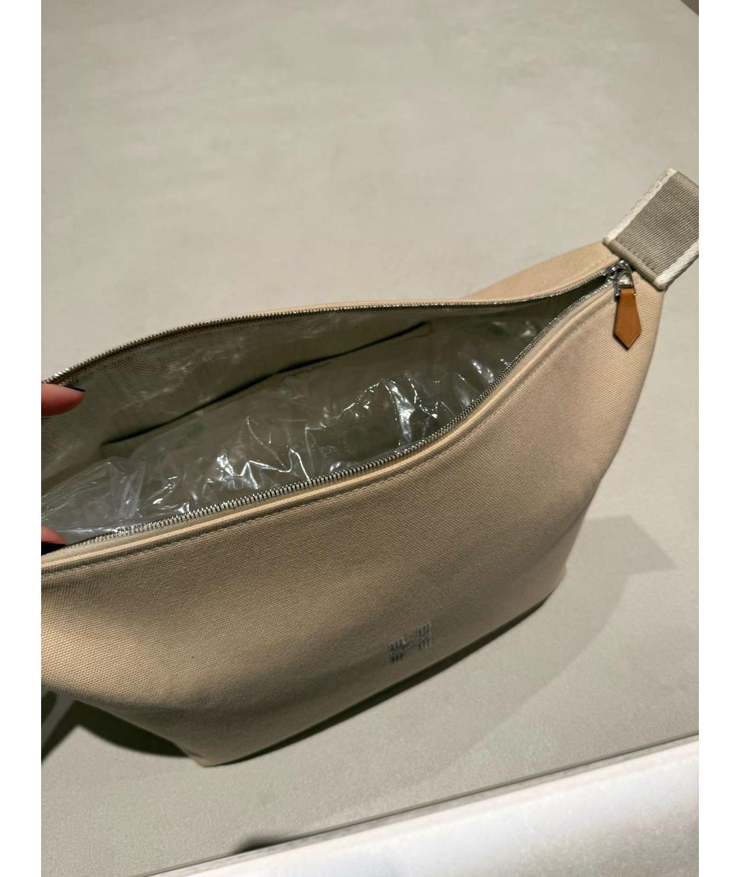 HERMES Бежевая хлопковая косметичка, фото 4
